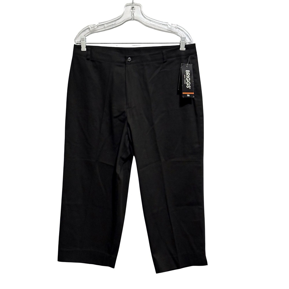 Briggs New York Womens Black Cropped Pants Size 16 NWT Straight